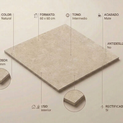 Azulejo de suelo porcelánico Regina Natural de color natural