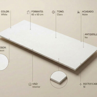 Azulejo porcelánico blanco Phase White 60x60