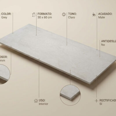 Un suelo porcelanico gris de
