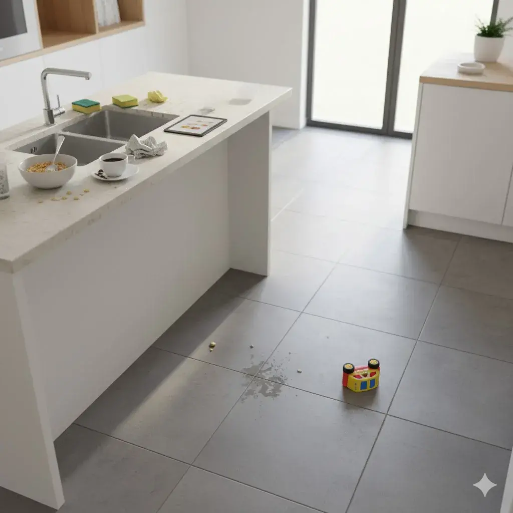 Persona instalando fácilmente un suelo de vinilo con sistema de clic