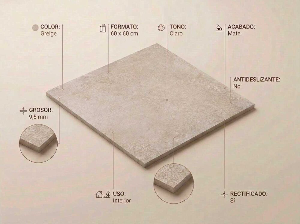 Porcelánico Feroe Greige 60×60 cm MT Rect