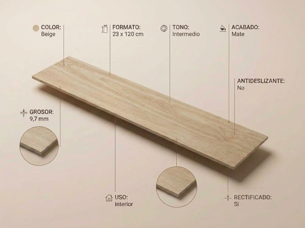 Porcelánico Havsta Beige 23×120 cm MT Rect