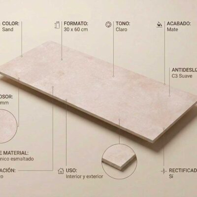 Porcelánico Indeed Sand 30x60 cm mate