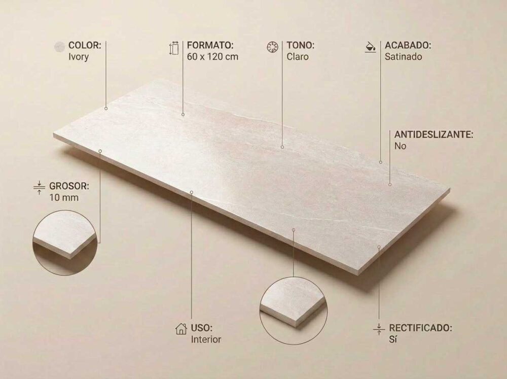 Porcelánico Sakhir Soft Ivory 60×120 cm SAT Rect