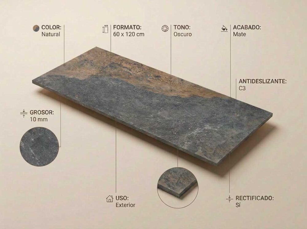 Porcelánico Strato Natural 60×120 cm MT Rect Antid