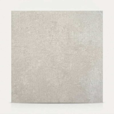 Azulejo cuadrado gris claro con textura de cemento, ideal para suelo porcelánico.