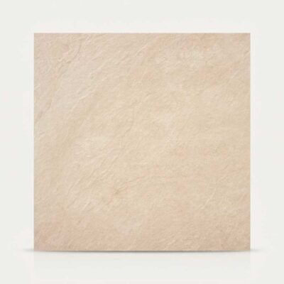 Azulejo porcelánico cuadrado de imitación piedra en tono arena claro