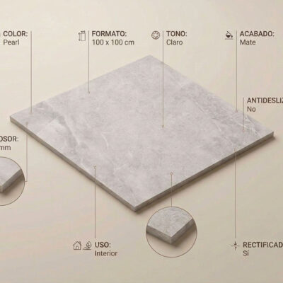 Azulejo porcelánico gris claro efecto cement