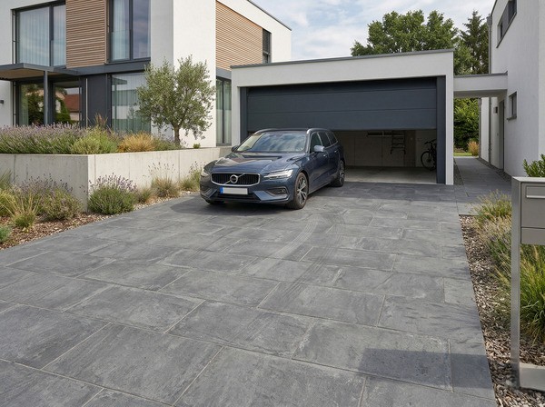 Porcelánico antideslizante de 20 mm para exteriores y entradas de garaje