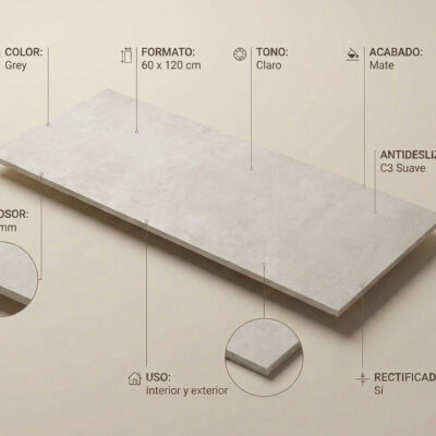 Suelo porcelanico gris mate de