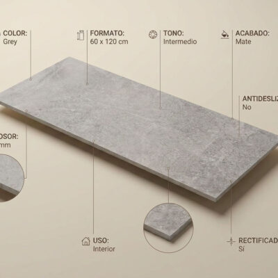 Un suelo porcelánico gris de 60x