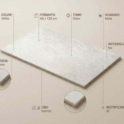 Azulejo porcelánico Lorraine White de 60x1