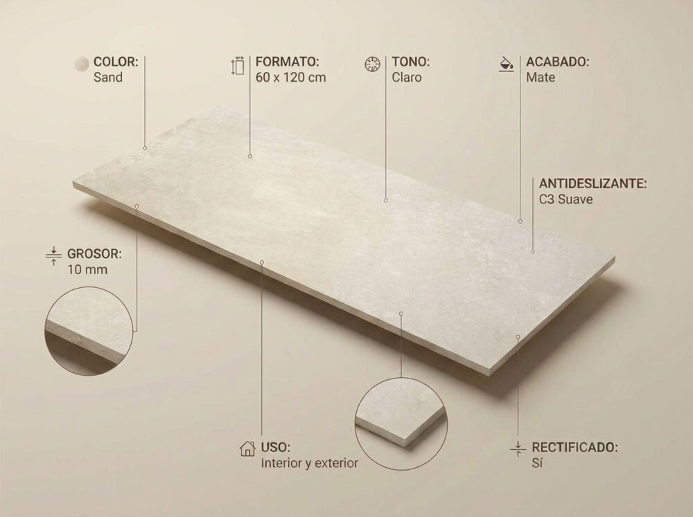 Porcelánico Stoneage Sand 60×120 cm MT Rect Nanotech
