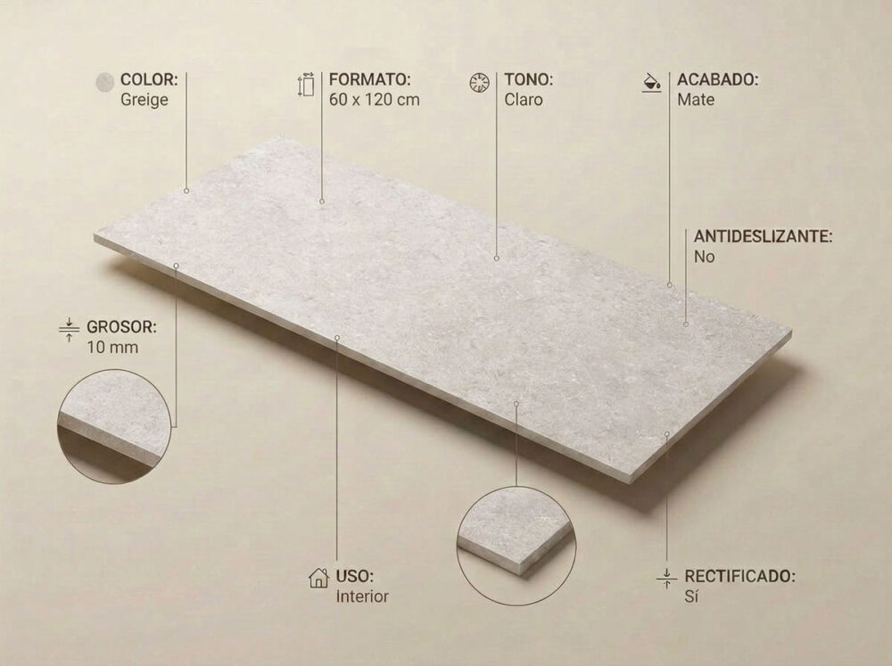 Porcelánico Leiria Greige 60×120 cm MT Rect