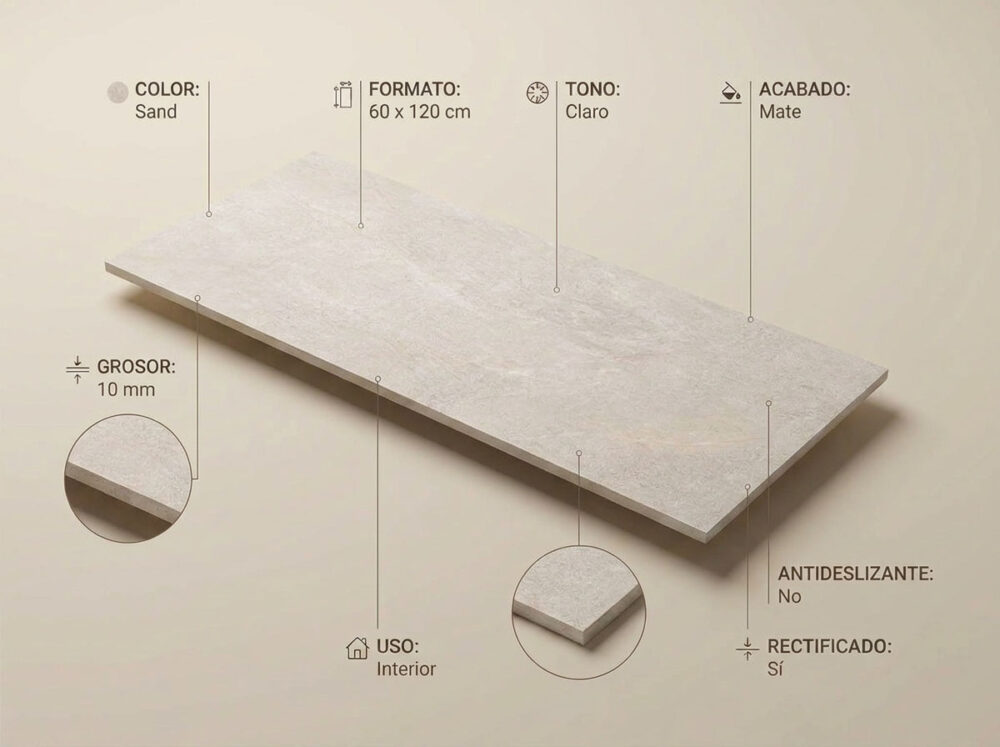 Porcelánico Newbury Sand 60×120 cm MT Rect