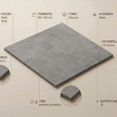 Baldosa porcelánica Columbia Dark Grey de 60x6