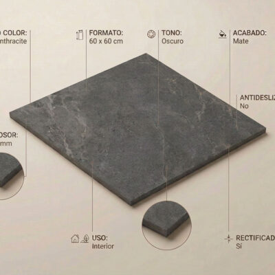 Suelo porcelanico Lithos Anthracite