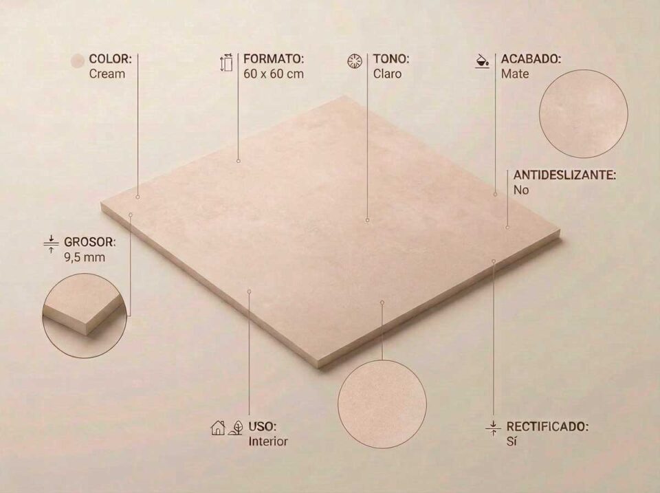 Porcelánico Balance Cream 60×60 cm MT Rect