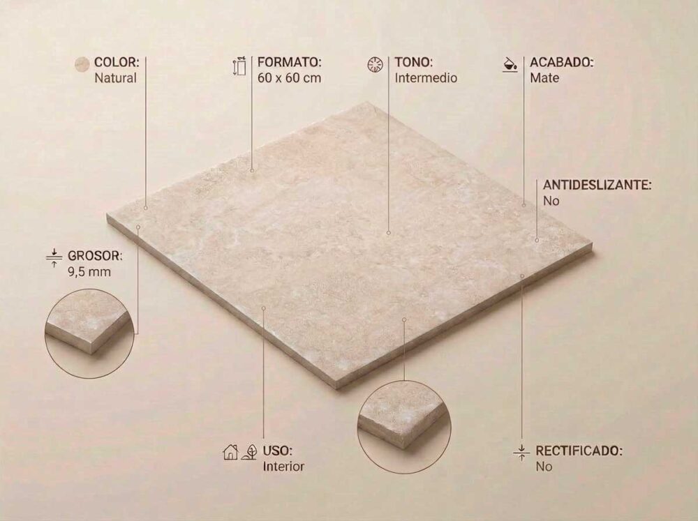 Porcelánico Premiere Natural 60×60 cm MT