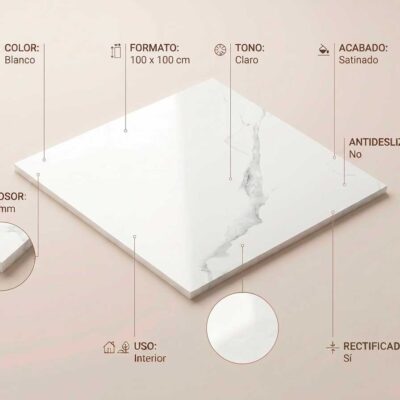 Azulejo porcelánico blanco de