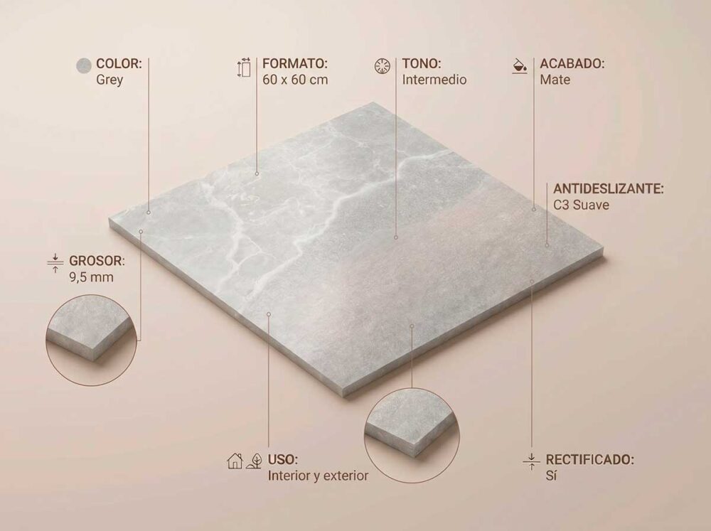 Porcelánico Bodo Grey 60×60 cm MT Rect Slipstop