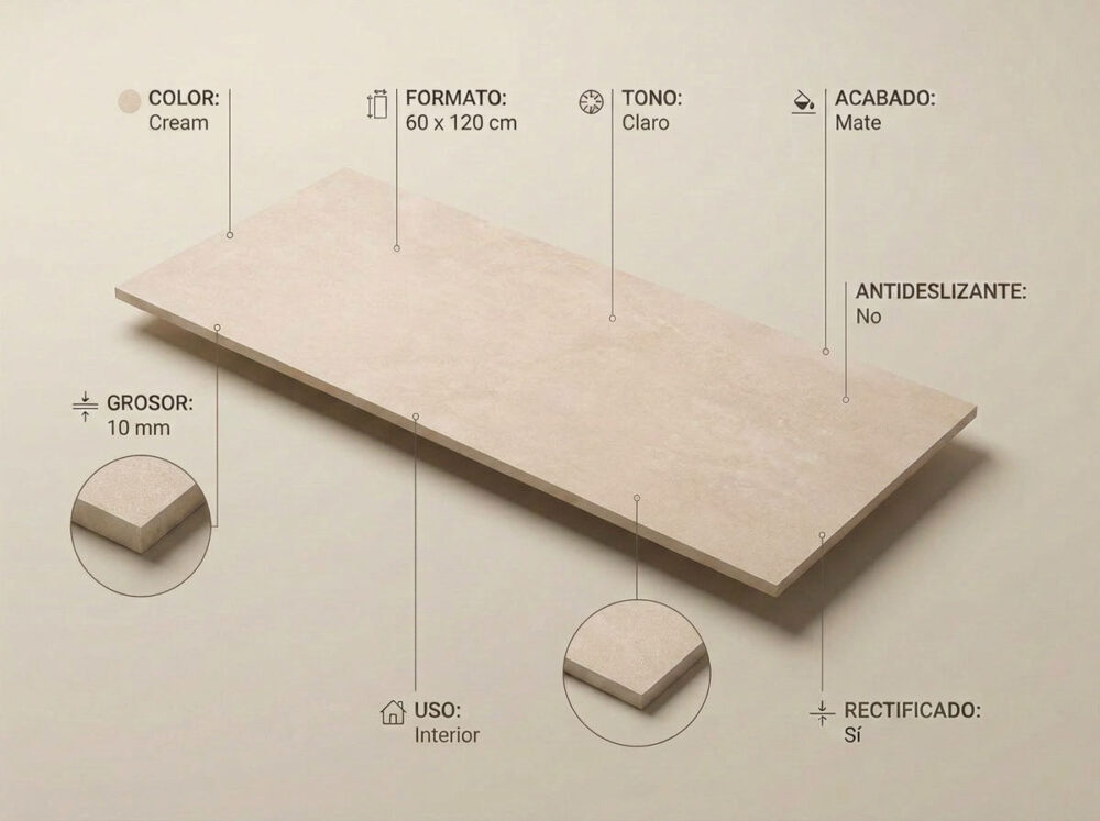 Porcelánico Balance Cream 60×120 cm MT Rect