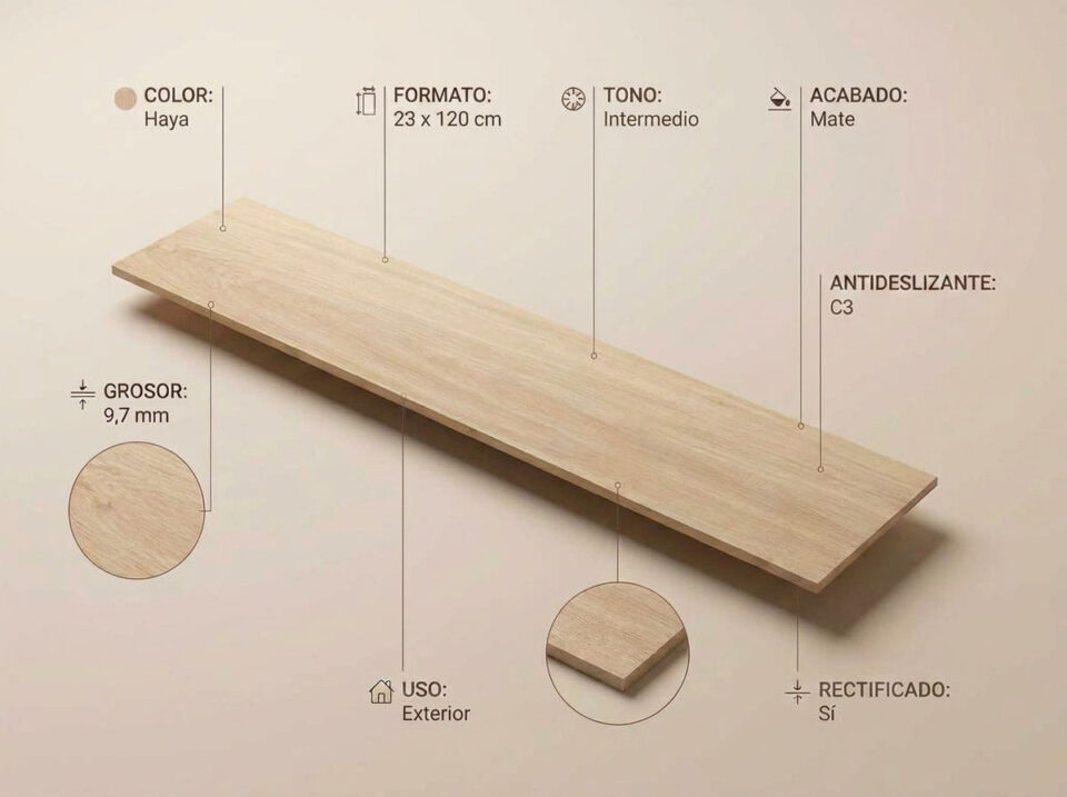 Porcelánico Nuuk Haya 23×120 cm MT Rect