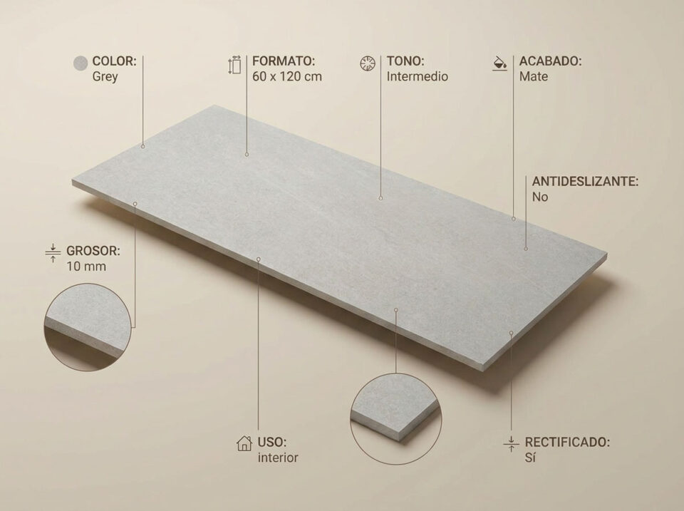 Porcelánico Halton Grey 60×120 cm MT Rect