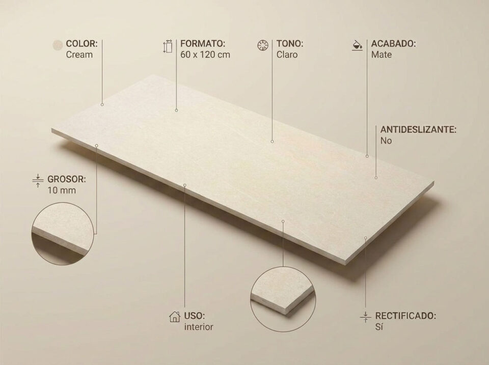 Porcelánico Halton Cream 60×120 cm MT Rect