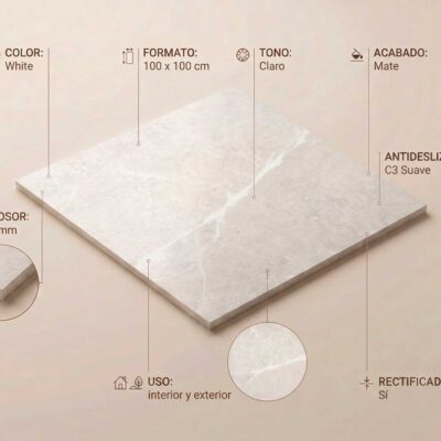 Suelo porcelánico blanco de