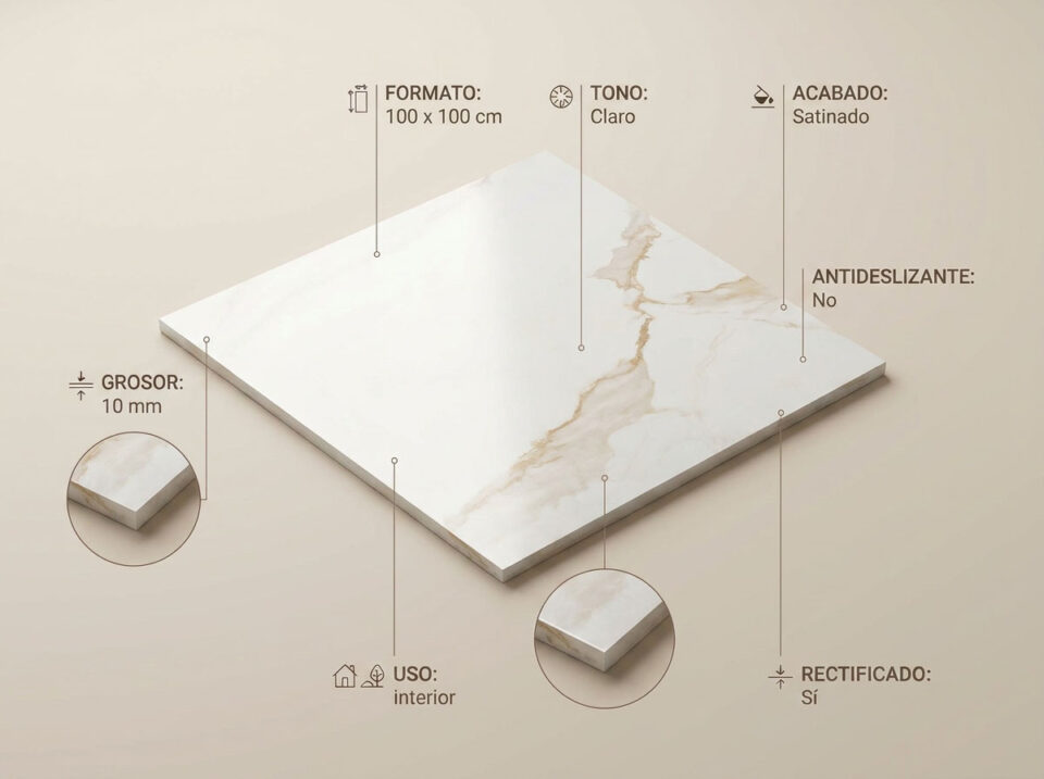 Porcelánico Golden Hill 100×100 cm SAT Rect