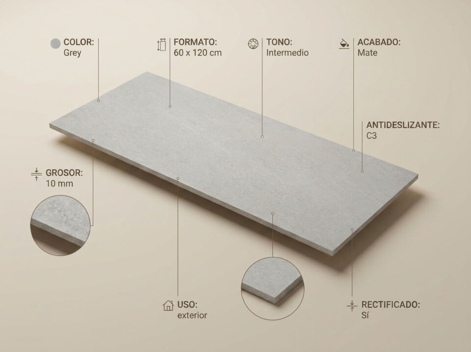 Porcelánico Halton Grey 60×120 cm MT Rect Antid
