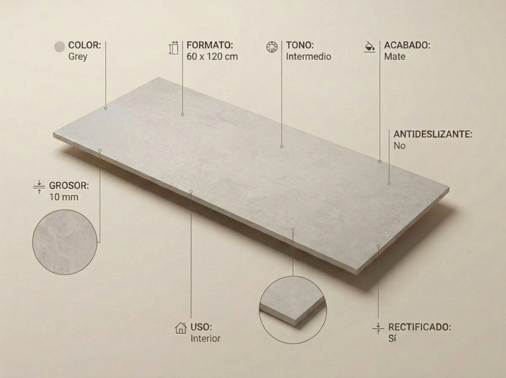 Porcelánico Balance Grey 60×120 cm MT Rect