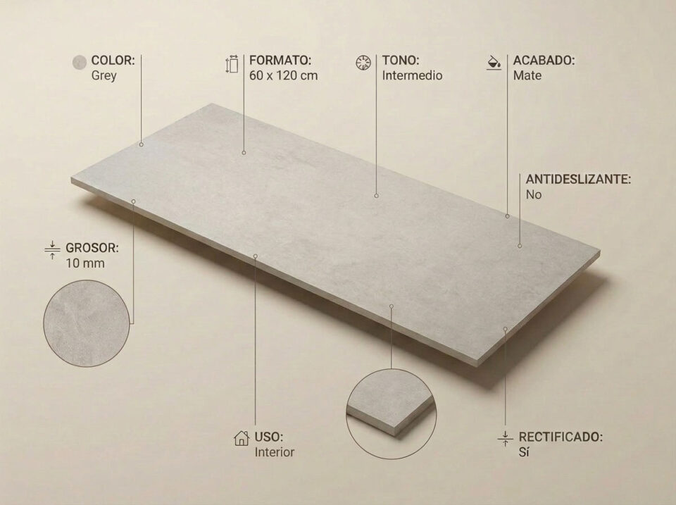 Porcelánico Balance Grey 60×120 cm MT Rect