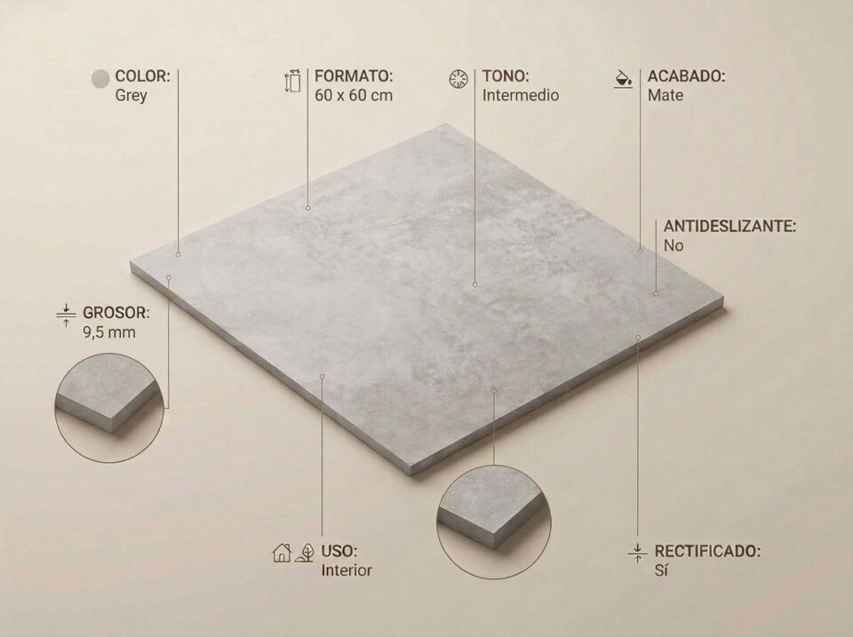 Porcelánico Balance Grey 60×60 cm MT Rect