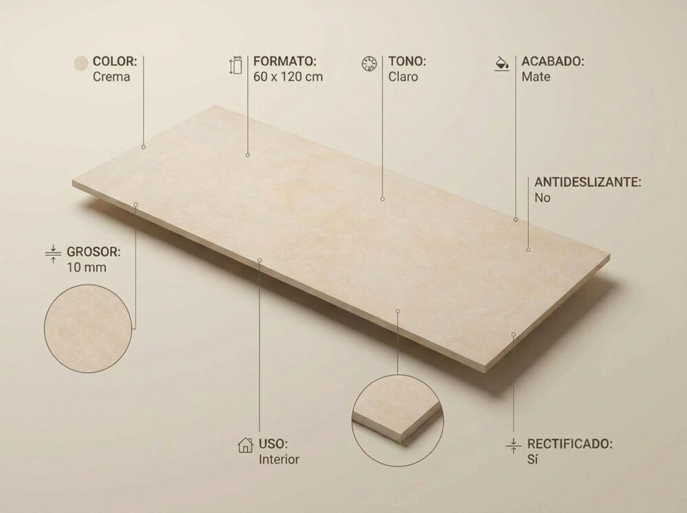 Porcelánico Vanguard Crema 60×120 cm MT Rect