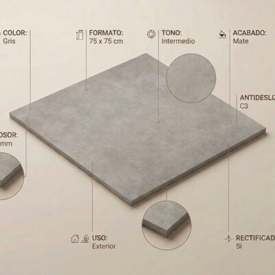 Un azulejo porcelánico gris de