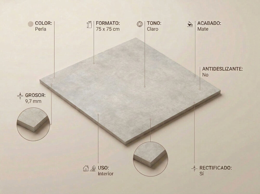 Porcelánico Vanguard Perla 75×75 cm MT Rect