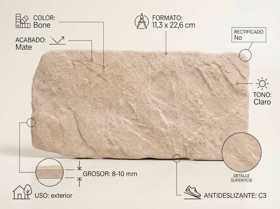 Porcelánico Country Bone 11,3×22,6 cm MT Antid