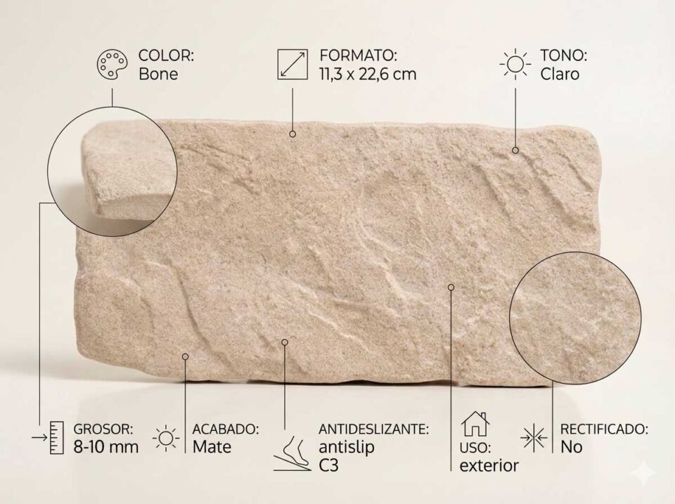 Porcelánico Country Bone 11,3×22,6 cm MT Antid