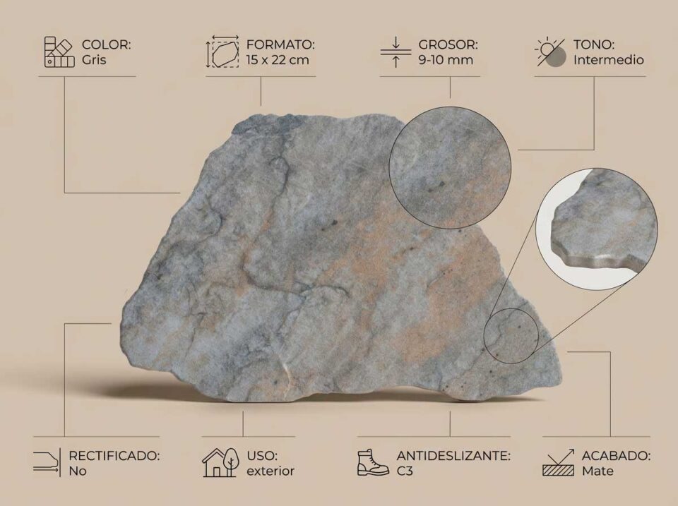 Porcelánico Montesa Gris S 15×22 cm MT Antid