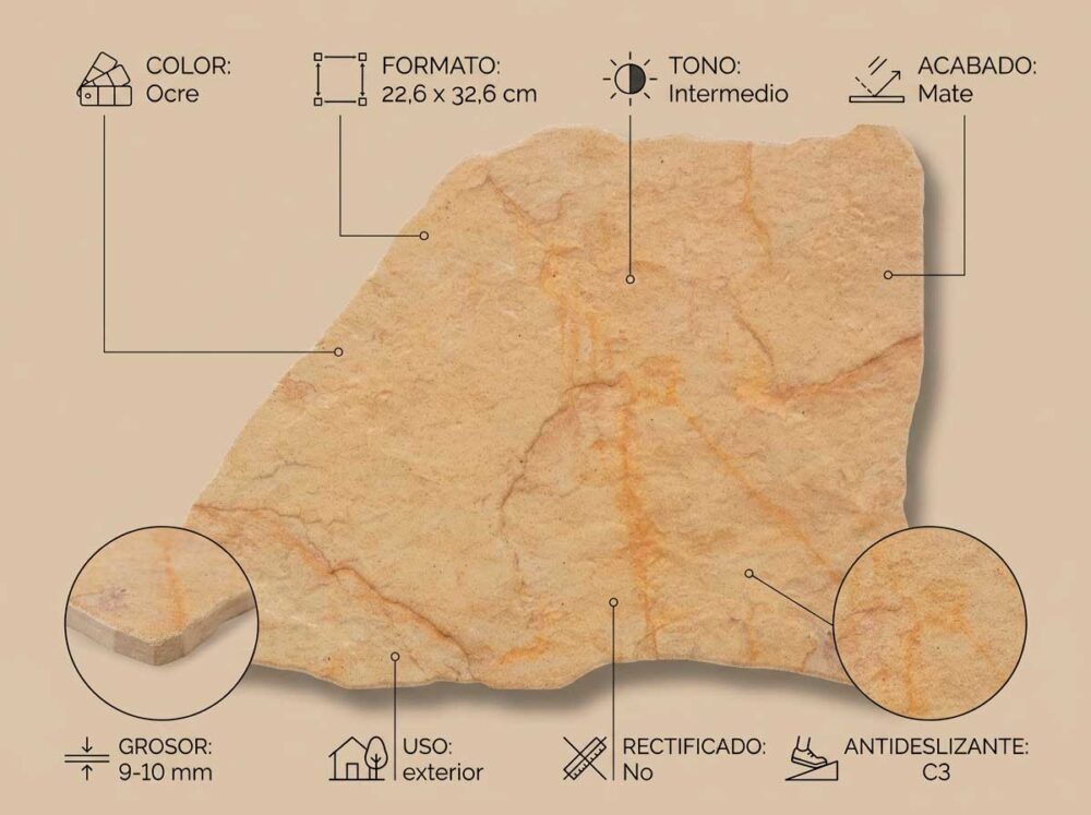 Porcelánico Montesa Ocre M 22,6 x 32,6 cm MT Antid