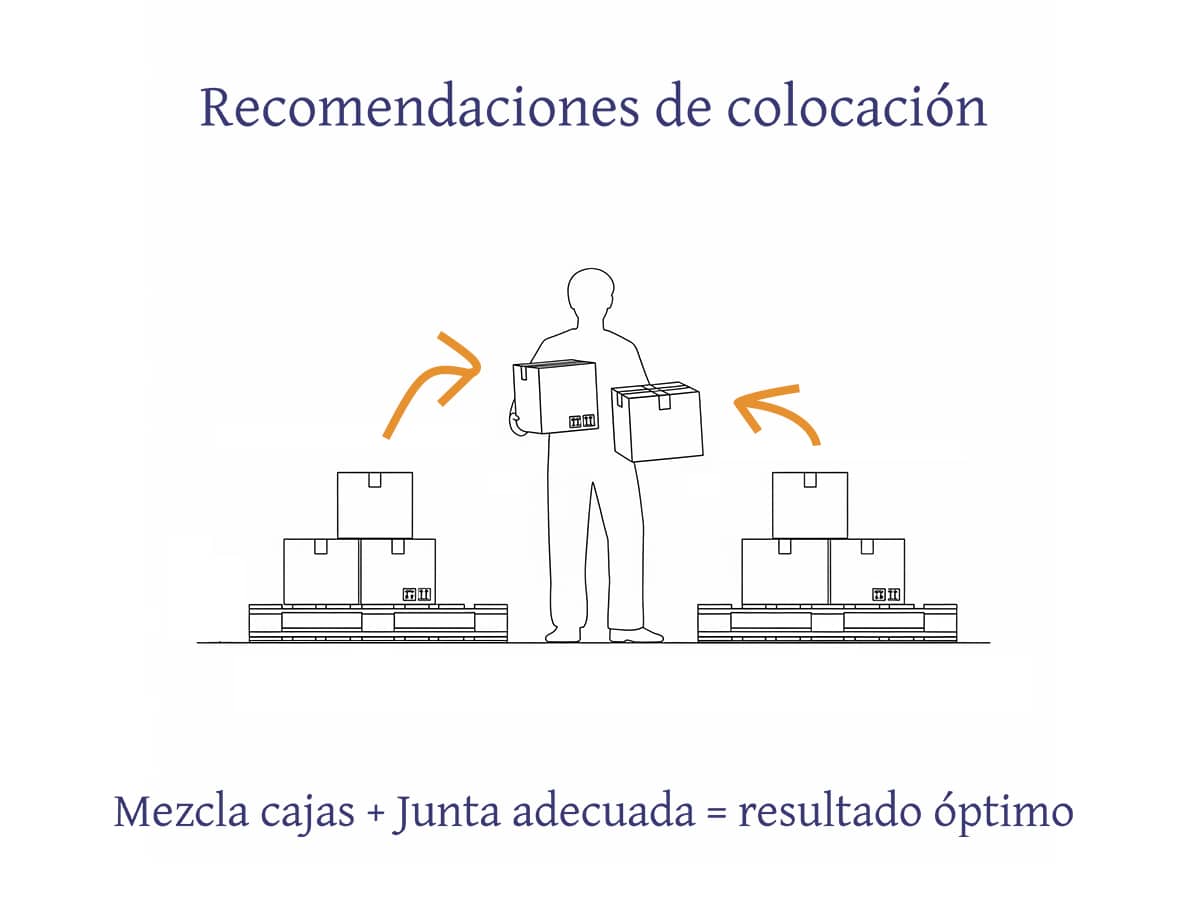 Instalador mezclando piezas de diferentes cajas para un revestimiento de pared de hormigón.