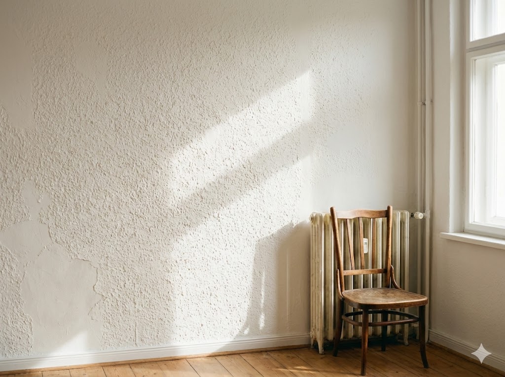 Pared con gotelé pintada de blanco