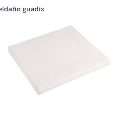 Peldaño rectangular de suelo cerámico en color blanco con acabado mate liso, formato estándar, diseñado para escaleras y transiciones de nivel.