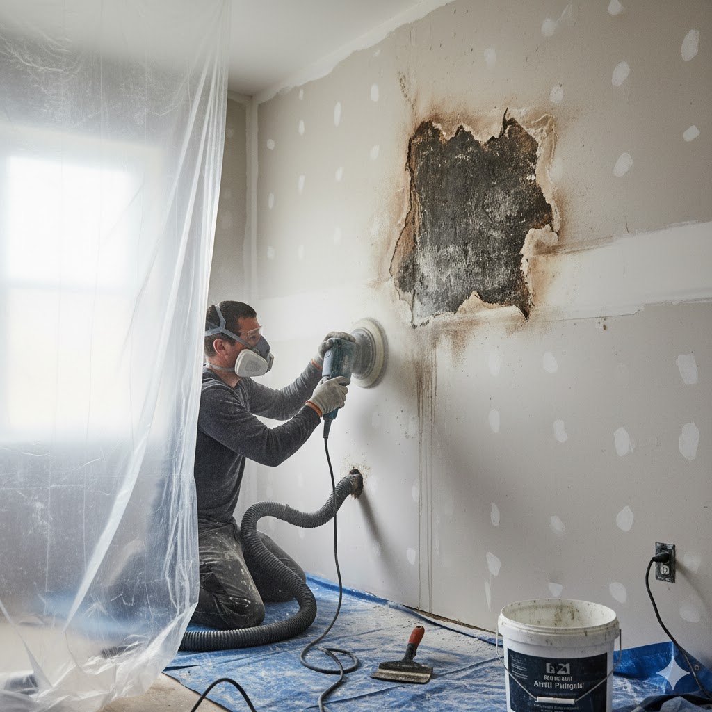 Proceso de saneamiento de una pared para tapar la humedad