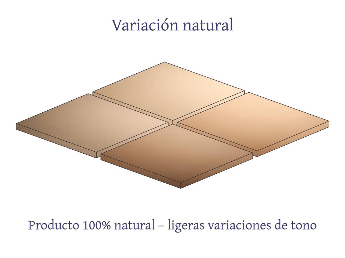 Mosaico de baldosas de hormigón mostrando las sutiles variaciones de tono que crean un efecto natural.